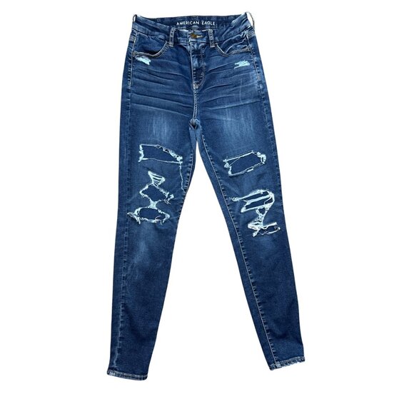 AE Ne(x)t Level Stretch Curvy High Waisted Distressed Jegging Size 4 - Picture 3 of 8